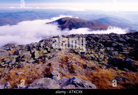 Vista dalla cima di Mount Washington nello stato del New Hampshire USA Foto Stock
