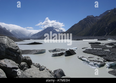 Il lago ai piedi del ghiacciaio Tasman Foto Stock