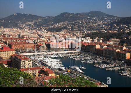 Il Bassin Lympia visto da Château Hill a Nizza Foto Stock