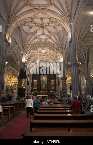 Interno chiesa della Basilica de Santa Maria Maior Pontevedra Galizia Spagna Foto Stock