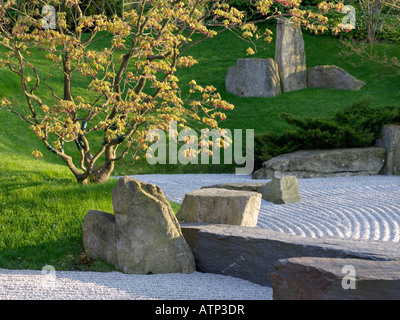 Paesaggio secco giardino, giardino giapponese, Erholungspark Marzahn di Berlino, Germania Foto Stock