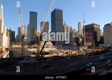 La costruzione della torre di libertà a Ground Zero Foto Stock