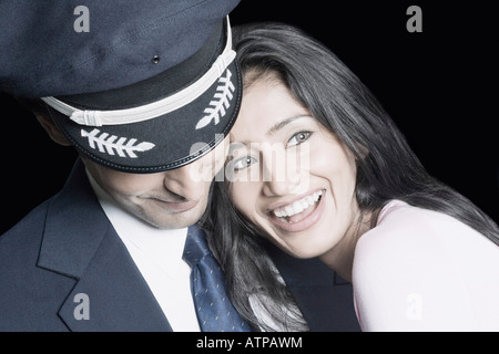 Close-up di una giovane coppia sorridente Foto Stock