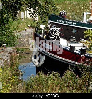 Fiume Saone in Cote D o Francia battelli a St Jean de Losne vicino a Digione Foto Stock