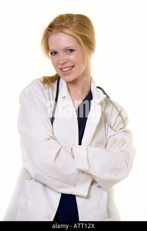 Sorridente giovane studente di medicina Foto Stock