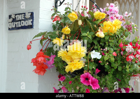 Cestello di appendere fuori casa residenziale della segala East Sussex Foto Stock