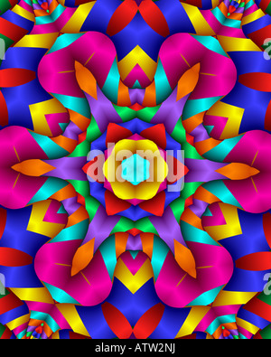 Abstract frattale che assomiglia al neon festa floreale wallpaper Foto Stock