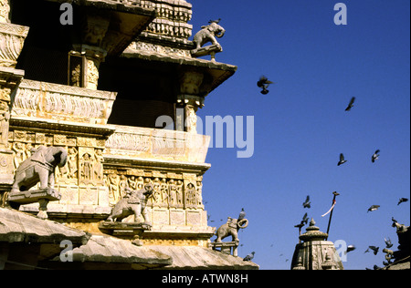 India Rajasthan Udaipur City Palace la decorazione parietale dettaglio Foto Stock