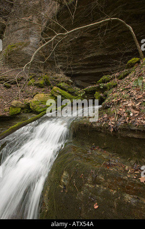 Versamento a cascata dalla bocca della Grotta Grotta Alexander Tennessee Foto Stock