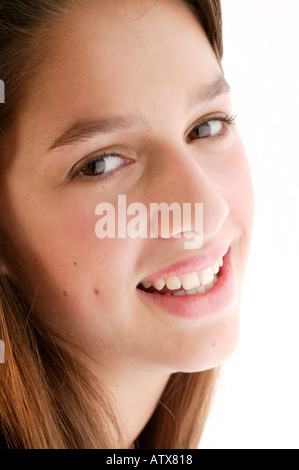 Donna sorridente close up Foto Stock