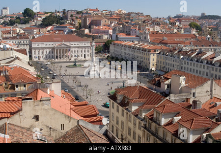 Piazza Rossio Lisbona Portogallo Foto Stock