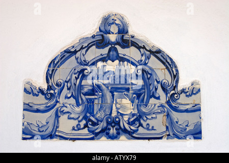Azulejos piastrelle blu e bianche del Portogallo Foto Stock