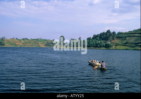 Il lago Bunyonyi e, Uganda Foto Stock