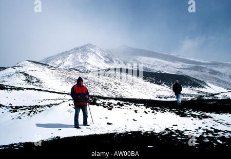 Arrampicata Etna un vulcano attivo Sicilia Italia Europa Foto Stock