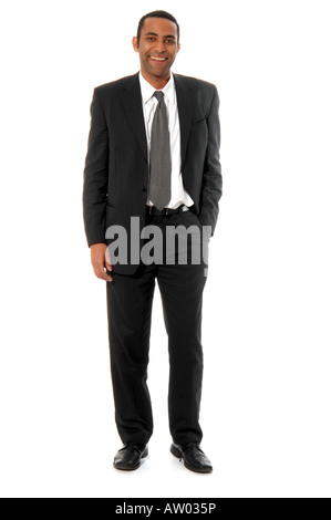 Razza mista African business executive isolato su bianco Foto Stock