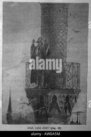 Incisione di Jules Verne s Kéraban le têtu autore Léon Benet dalla prima edizione italiana 1897 Foto Stock