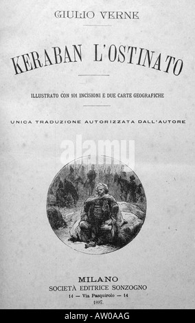 Incisione di Jules Verne s Kéraban le têtu autore Léon Benet dalla prima edizione italiana 1897 Foto Stock