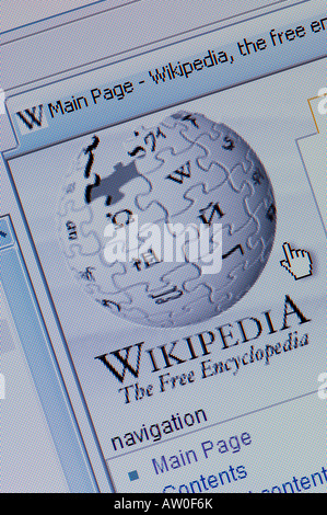 Macro di screenshot www.wikipedia.org - la libera enciclopedia online (solo uso editoriale) Foto Stock
