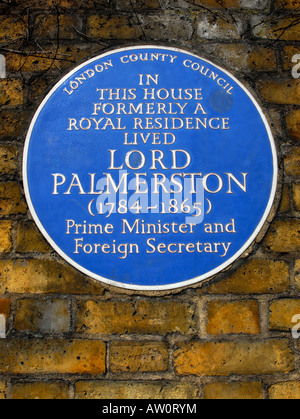 Ex casa di Lord Palmerston, contrassegnato da una targa blu, a Piccadilly, Londra, Gran Bretagna, Regno Unito Foto Stock