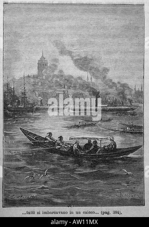 Incisione di Jules Verne's Kéraban le têtu (1897) Foto Stock