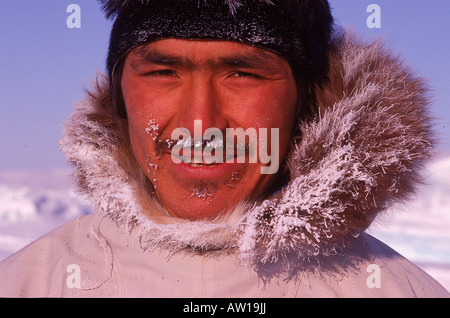 Ritratto maschile Inuit, Thule Groenlandia Foto Stock