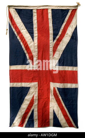 Classic Vintage union jack flag drappeggiato da una parete Foto Stock