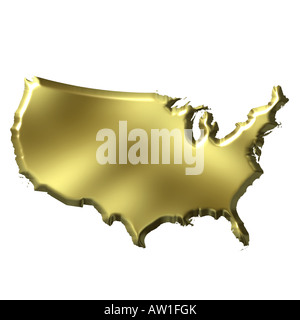 3d golden mappa degli Stati Uniti d'America Foto Stock