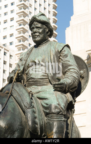 Un close-up di un Sancho Panza statua in Piazza di Spagna (Madrid - Spagna). Gros plan sur une statua de Sancho Pança, luogo d'Espagne à Madrid (Espagne). Foto Stock