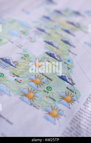 Giornale previsioni meteo Mappa grafico simbolo UK Foto Stock