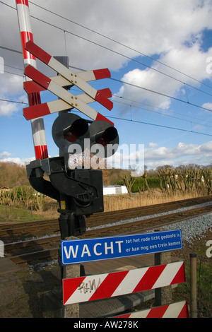 Il treno attraversa in Utrecht Foto Stock