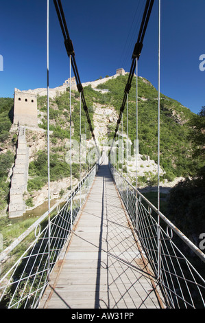 Ponte di sospensione a Simatai Great Wall, Pechino Foto Stock