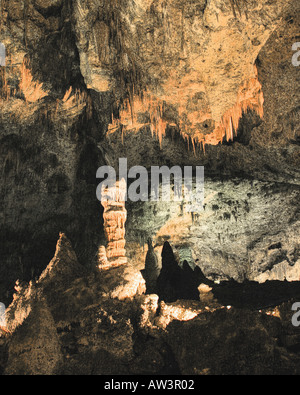 Formazioni e luce nella Carlsbad Caverns Big Room (immagine stilizzata) Foto Stock