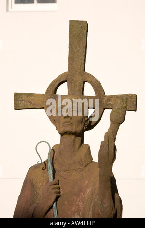 Statua di San Andrea Isola Santa Lindisfarne Northumberland Foto Stock