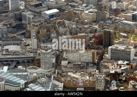 Una veduta aerea di Birmingham che mostra il Bullring Shopping Centre e la rotonda Foto Stock