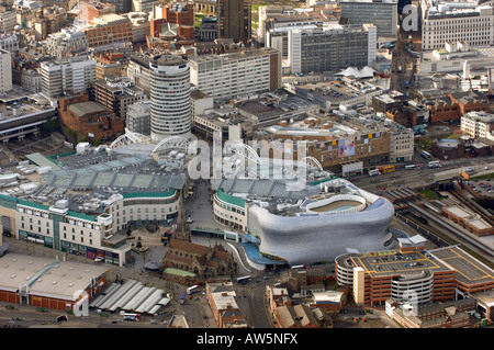 Una veduta aerea di Birmingham che mostra il Bullring Shopping Centre e la rotonda Foto Stock