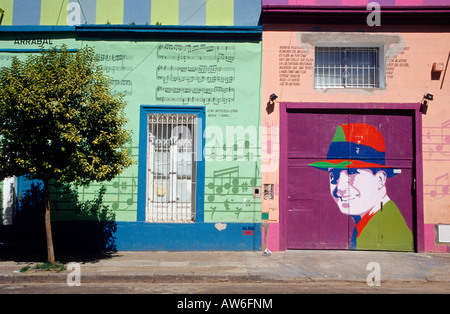 Carlos Gardel Tango Project murale, una volta quarto di Buenos Aires Argentina America del Sud Foto Stock