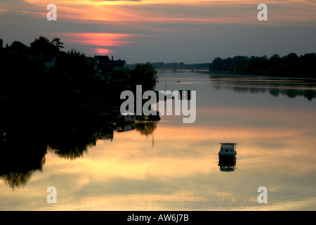 Tramonto su Candes St Martin Foto Stock