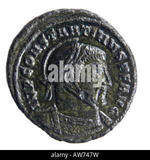 Moneta romana soldi contanti imperatore Costantino grande Foto Stock
