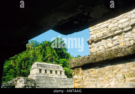 Tempio di iscrizioni, Palenque, Chiapas, Messico Foto Stock