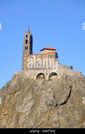Saint Michel Aiguille cappella, Le Puy-en-Velay, Auvergne, Francia. Foto Stock
