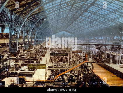 Vista interna della galleria di macchine, Exposition Universelle Foto Stock