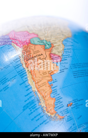 Mappa mondo mondo del sud america con focus su Argentina e Cile Foto Stock