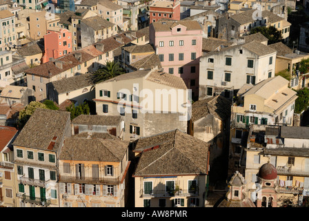 Corfu Old Town visto dal di sopra, Corfu isola del Mar Ionio, Grecia Foto Stock