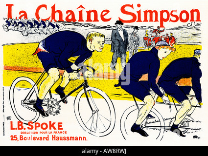 La chaine Simpson 1896 Art Nouveau poster da Henri de Toulouse Lautrec inglese per la bicicletta e la catena maker Foto Stock