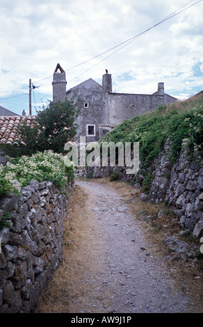 Antico e famoso vecchio villaggio di Lubenice isola di Cres mare adriatico Croazia Foto Stock