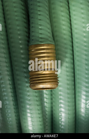 Primo piano della avvolto il tubo flessibile da giardino Foto Stock