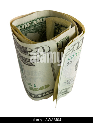 Un rotolo assortiti di American le fatture del dollaro Foto Stock