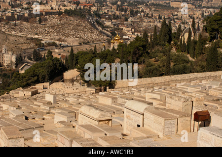 Israele Gerusalemme il cimitero ebraico sul Monte degli Ulivi Foto Stock