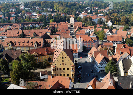 Noerdlingen Noerdlingen Svevia Baviera Germania dalla torre della chiesa parrocchiale di St Georg alla parte meridionale della old tow Foto Stock