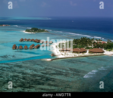 Bodu Huraa, fotografia aerea, South Male Atoll, Maldive, Oceano Indiano Foto Stock